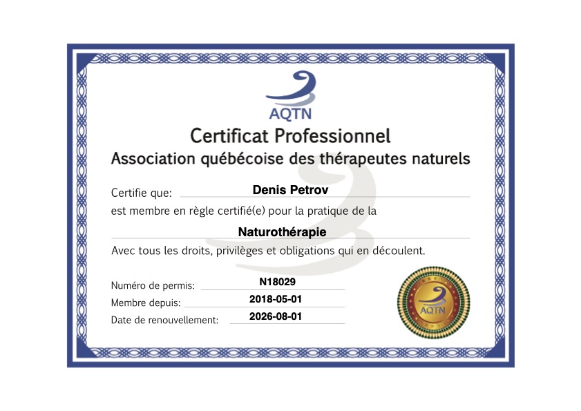 Профессиональный сертификат - Денис Петров- ассоциация AQTN